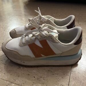 New Balance Cream and Orange Sneakers